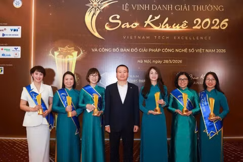 Đại diện một số đơn vị BIDV tại Lễ trao giải Sao Khuê 2026.