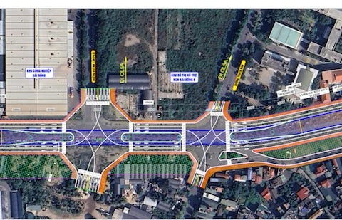Phối cảnh cầu vượt trực thông trên tuyến đường Cổ Linh.