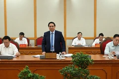 Thủ tướng Chính phủ Phạm Minh Chính chủ trì làm việc với các Ban Thường vụ Thành ủy Hải Phòng và Tỉnh ủy Quảng Ngãi. (Ảnh: TRẦN HẢI)