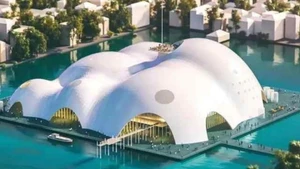 Phối cảnh Nhà hát Ngọc Trai được quy hoạch tại bán đảo Quảng An, phường Tây Hồ (Hà Nội).
