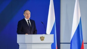 Tổng thống Nga Vladimir Putin phát biểu tại thủ đô Moskva. (Ảnh: THX/TTXVN)