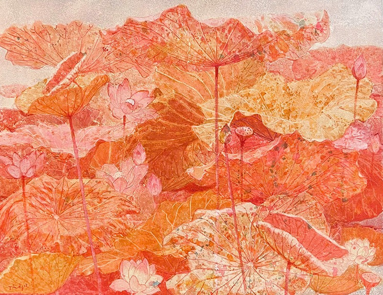 Đào Thành Duy, Sen, chất liệu tổng hợp, 100x130cm, 2017. anh-3.jpg