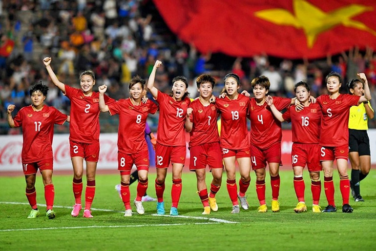 Đội tuyển nữ Việt Nam giành quyền tham dự World Cup 2023. Ảnh | DƯƠNG THUẬT doi-tuyen-nu-viet-nam-gianh-quyen-tham-du-world-cup-2023-anh-duong-thuat.jpg