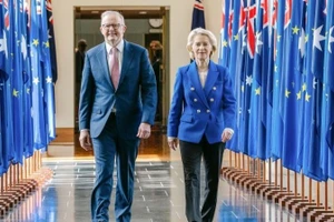 Chủ tịch Ủy ban châu Âu Ursula von der Leyen và Thủ tướng Australia Anthony Albanese. (Ảnh: europa.eu)