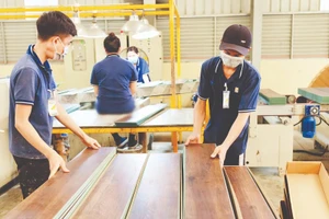 Sản xuất ván MDF xuất khẩu tại Nhà máy ở Khu Công nghiệp Đồng Phú, tỉnh Đồng Nai. (Ảnh: HOÀNG THÙY)
