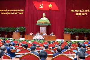 Hội nghị lần thứ ba Ban Chấp hành Trung ương Đảng Cộng sản Việt Nam khóa XIV. (Ảnh: ĐĂNG KHOA)