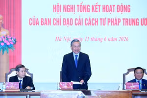 Tổng Bí thư, Chủ tịch nước Tô Lâm phát biểu tại Hội nghị Tổng kết hoạt động của Ban Chỉ đạo Cải cách tư pháp Trung ương. (Ảnh: ĐĂNG KHOA)