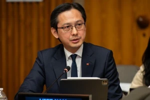 Đại sứ Đỗ Hùng Việt, Trưởng Phái đoàn thường trực Việt Nam tại Liên hợp quốc phát biểu tại phiên họp. (Ảnh: TTXVN)