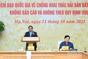 Thủ tướng Phạm Minh Chính chủ trì Phiên họp lần thứ 18 của Ban Chỉ đạo Quốc gia về IUU. (Ảnh: TRẦN HẢI)