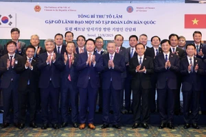 Tổng Bí thư Tô Lâm gặp gỡ lãnh đạo một số Tập đoàn lớn của Hàn Quốc. (Ảnh: THỐNG NHẤT/TTXVN)