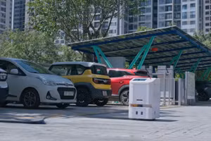 Mô hình robot sạc tự dộng do Công ty cổ phần công nghệ Volterra phát triển.
