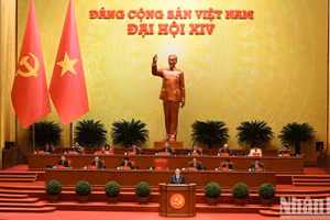 Tổng Bí thư Tô Lâm Báo cáo về các văn kiện trình Đại hội XIV Đảng Cộng sản Việt Nam tại phiên khai mạc Đại hội đại biểu toàn quốc lần thứ XIV Đảng Cộng sản Việt Nam. (Ảnh: TRẦN HẢI)