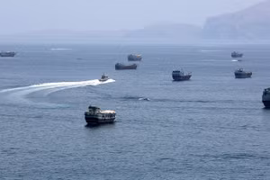 Quang cảnh eo biển Hormuz, gần thị trấn Khasab, miền bắc Oman. (Ảnh: THX/TTXVN)