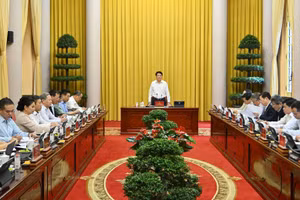 Quang cảnh cuộc họp tại Phủ Chủ tịch. (Ảnh: THỦY NGUYÊN)