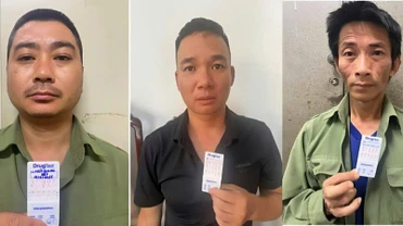 Các đối tượng Điệp, Hưng và Đại tại cơ quan Công an.