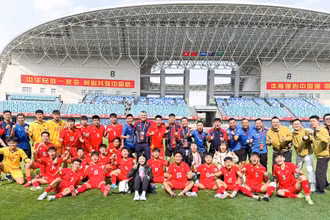 Đội tuyển U16 Việt Nam tại lượt trận cuối giải U16 quốc tế CFA Team China 2025. (Ảnh: VFF)