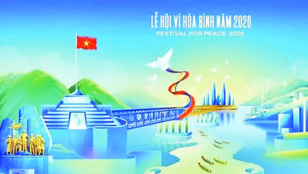 Bộ nhận diện lễ hội Vì Hòa bình năm 2026 làm nổi bật sự tôn vinh lịch sử và khát vọng hòa bình, thịnh vượng.