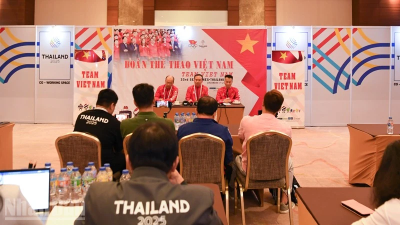 Đoàn Thể thao Việt Nam thông tin về tình hình thi đấu tại SEA Games 33. (Ảnh: MINH THẮNG)