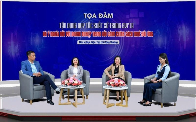 Tọa đàm “Tận dụng quy tắc xuất xứ trong EVFTA và ý nghĩa đối với doanh nghiệp trong bối cảnh chính sách thuế đối ứng”. (Ảnh: A.N)