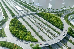 Phối cảnh một nút giao trên tuyến đường nối sân bay Gia Bình và Hà Nội.