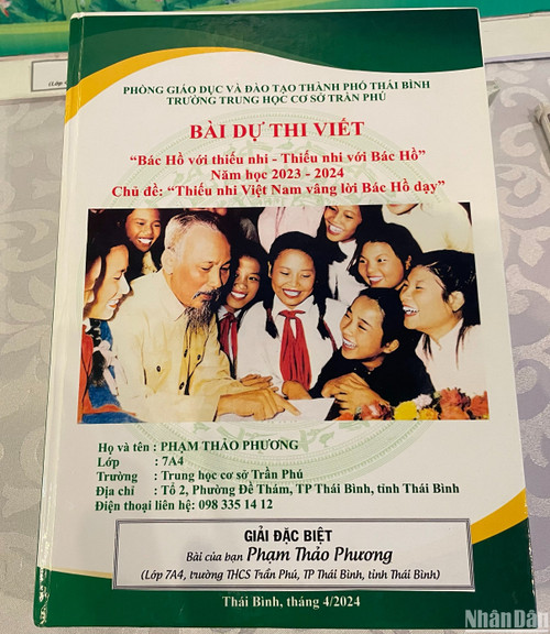 Tác phẩm dự di viết đạt giải Đặc biệt của bạn Phạm Thảo Phương (Lớp 7A4, trường THCS Trần Phú, TP Thái Bình, tỉnh Thái Bình).