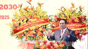 Thủ tướng Chính phủ Phạm Minh Chính phát biểu ý kiến chỉ đạo Đại hội đại biểu Đảng bộ Bộ Khoa học và Công nghệ lần thứ I, nhiệm kỳ 2025-2030. (Ảnh: TRẦN HẢI) 