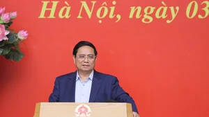 Bí thư Đảng ủy Chính phủ, Thủ tướng Chính phủ Phạm Minh Chính phát biểu ý kiến tại Hội nghị lần thứ hai Ban Chấp hành Đảng bộ Chính phủ nhiệm kỳ 2020-2025. (Ảnh: Trần Hải)