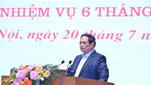 Thủ tướng Chính phủ Phạm Minh Chính phát biểu ý kiến tại Phiên họp lần thứ ba Ban Chỉ đạo. (Ảnh: Trần Hải)