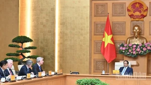 Thủ tướng Phạm Minh Chính tiếp, làm việc với Đoàn Hội đồng Kinh doanh Hoa Kỳ - ASEAN.(Ảnh: Trần Hải). 