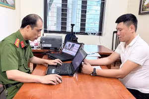 Đối tượng Lê Duy Sánh tại cơ quan Công an.