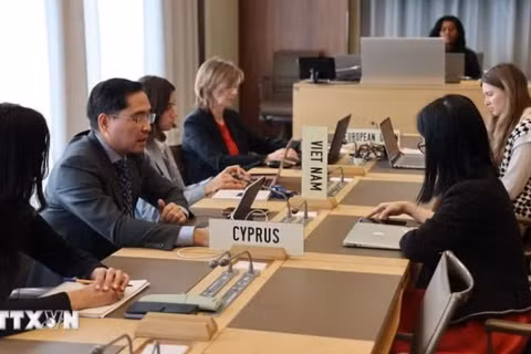 Tham tán Công sứ Phạm Quang Huy - Phó Trưởng Phái đoàn Việt Nam tại Geneva cho biết Việt Nam đã chính thức có công hàm gửi Tổng Giám đốc WTO và các ủy ban liên quan. (Ảnh: Anh Hiển/TTXVN)