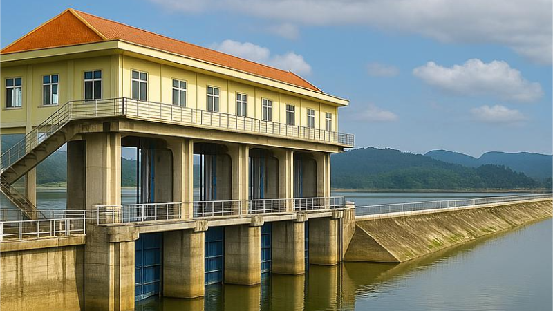 Công trình thủy lợi, nơi cung cấp nguồn nước sạch cho sản xuất và sinh hoạt của người dân.