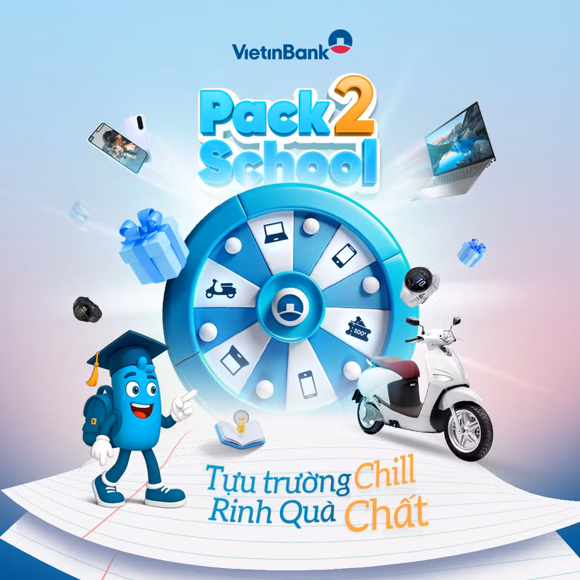 VietinBank tung ưu đãi lớn “Pack2School” mùa tựu trường: Hàng trăm quà tặng công nghệ, giải Đặc biệt là xe máy điện VinFast