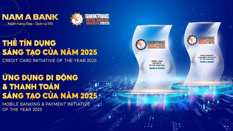 Nam A Bank nhận cú đúp giải thưởng quốc tế 