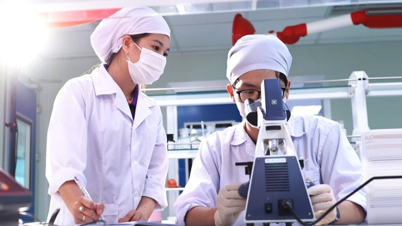 Nghiên cứu khoa học tại phòng thí nghiệm của Nhà máy Dược phẩm công nghệ cao CVI Pharma. (Ảnh: Khu công nghệ cao Hòa Lạc)