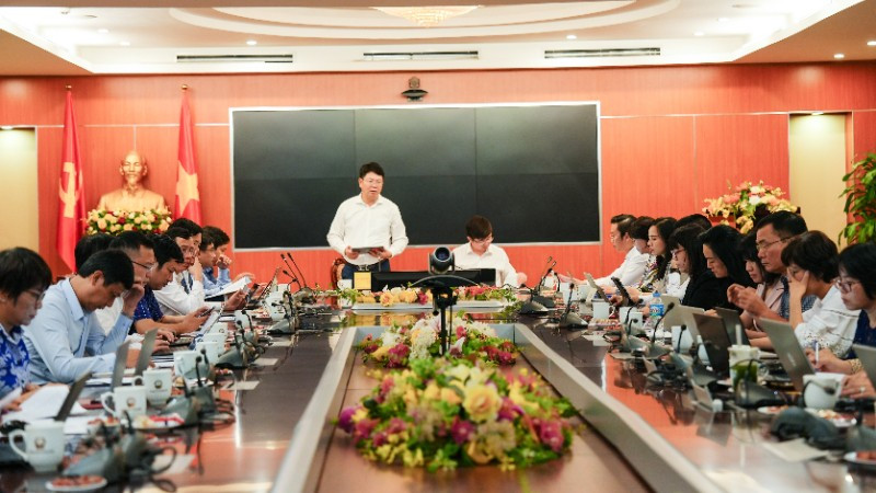 Quang cảnh buổi làm việc của đoàn công tác tại Bộ Khoa học và Công nghệ.