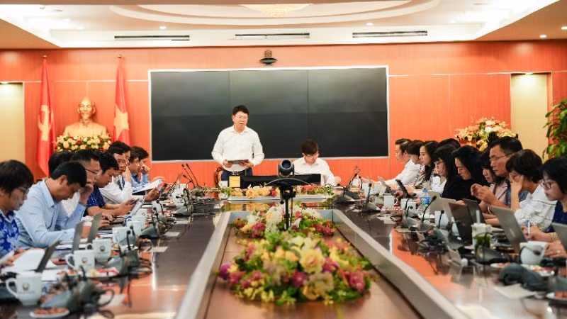 Quang cảnh buổi làm việc của đoàn công tác tại Bộ Khoa học và Công nghệ.