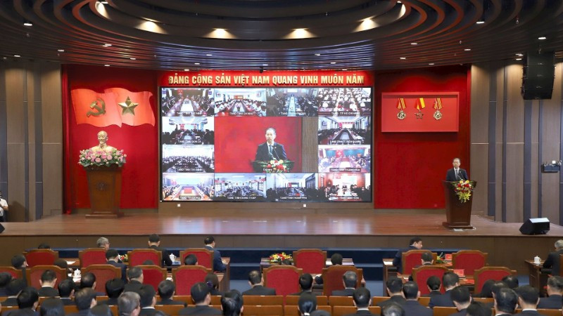 Toàn cảnh hội nghị triển khai công tác ngành Tòa án năm 2026.