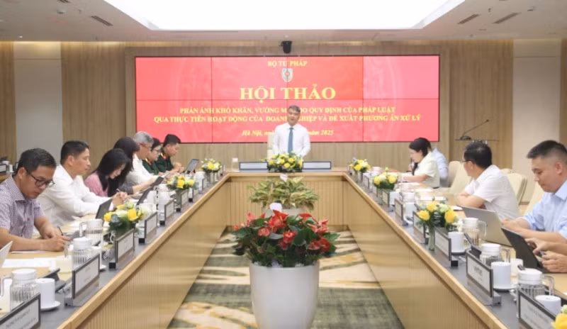 Thứ trưởng Tư pháp Nguyễn Thanh Tú phát biểu tại hội thảo.