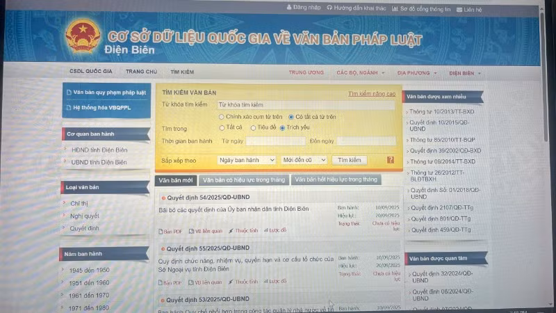 Tỉnh Điện Biên xây dựng cơ sở dữ liệu pháp luật trên Cổng thông tin điện tử tỉnh để người dân dễ tiếp cận.