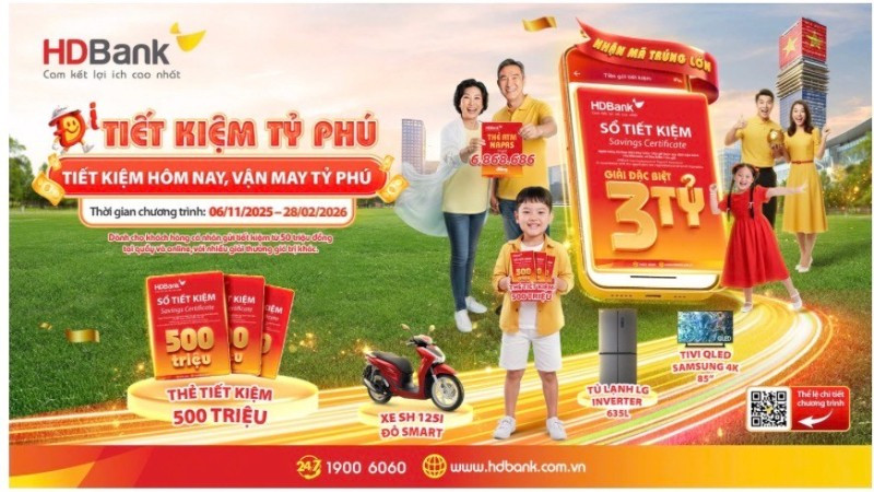 Tiết kiệm-Sinh lời-Cơ hội trở thành “tỷ phú” cùng HDBank.