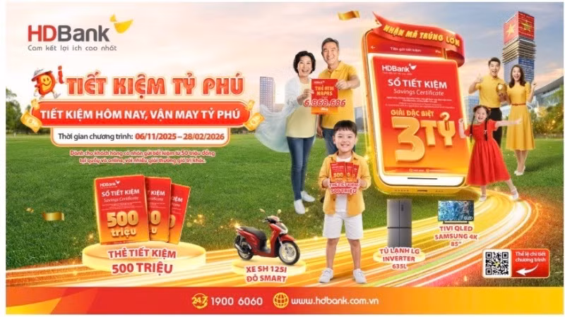 Tiết kiệm-Sinh lời-Cơ hội trở thành “tỷ phú” cùng HDBank.