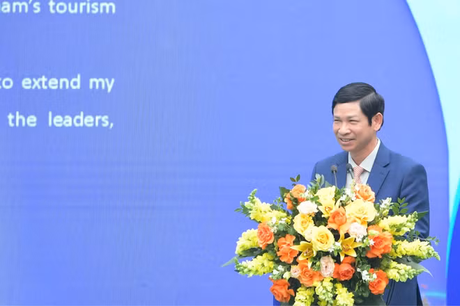 Thứ trưởng Văn hóa, Thể thao và Du lịch Hồ An Phong phát biểu tại Lễ khai mạc Hội chợ Du lịch quốc tế Việt Nam - VITM 2026.