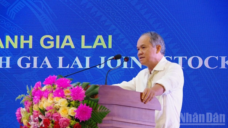 Ông Đoàn Nguyên Đức, Chủ tịch Hội đồng quản trị Công ty cổ phần Hoàng Anh Gia Lai chia sẻ tại hội nghị. ndo_br_z6956210993173-fd1dfb9c3b18d9a0d56ceed83812ddd7.jpg