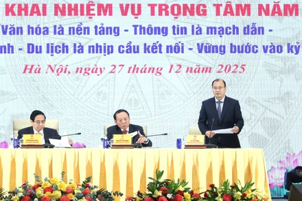 Hội nghị toàn quốc tổng kết công tác năm 2025, nhiệm kỳ 2021-2025 và triển khai nhiệm vụ trọng tâm năm 2026 của Bộ Văn hóa Thể thao và Du lịch. (Ảnh: Bộ Văn hóa, Thể thao và Du lịch cung cấp)