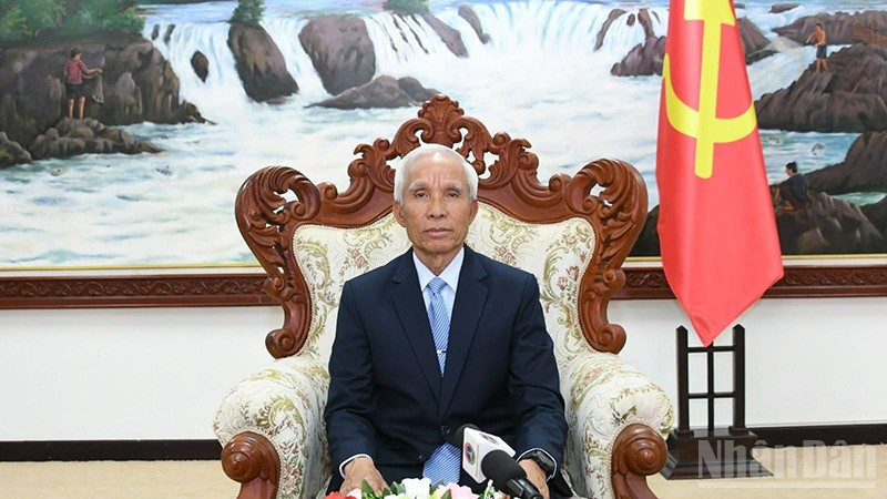 Đồng chí Khamphanh Pheuyavong, Bí thư Trung ương Đảng, Trưởng ban Tuyên huấn Trung ương Đảng Nhân dân Cách mạng Lào. (Ảnh: TRỊNH DŨNG)