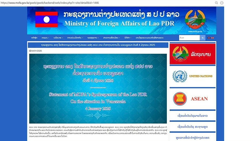 Trang web của Bộ Ngoại giao Lào đăng thông tin.