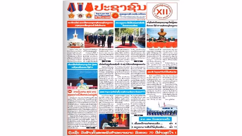 Trang nhất báo Pasaxon số ra ngày 6/2 đưa đậm nét về chuyến thăm cấp Nhà nước của Tổng Bí thư Tô Lâm và Đoàn đại biểu cấp cao Việt Nam. (Ảnh: DUY TOÀN)