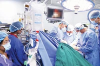 Các bác sĩ Bệnh viện Hữu nghị Việt Đức thực hiện ca ghép tạng.