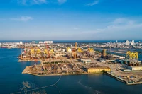 Cảng thi công chân đế điện gió ngoài khơi của PTSC tại Thành phố Hồ Chí Minh.